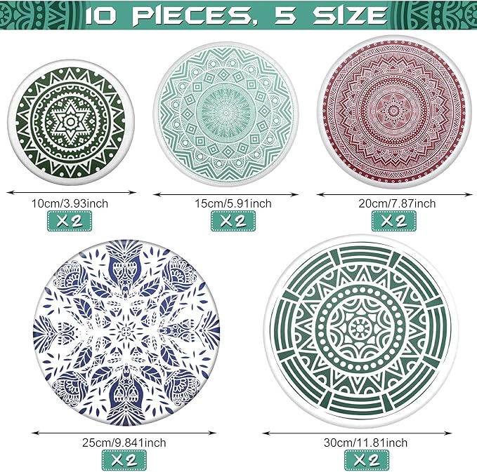 Patelai 10 Pcs Bowl Covers Reusable in 5 Size Stretch Cloth Fabric Elastic Food Storage Bowl Covers Bread Sourdough Lids for Proofing Food Fruits Leftover(Red, Green, Blue,Rustic Style) - Image 2