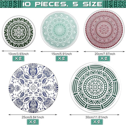 Patelai 10 Pcs Bowl Covers Reusable in 5 Size Stretch Cloth Fabric Elastic Food Storage Bowl Covers Bread Sourdough Lids for Proofing Food Fruits Leftover(Red, Green, Blue,Rustic Style) - Image 2