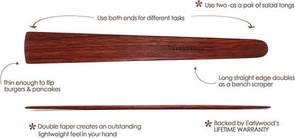 13 in Handmade Kitchen Cooking Utensil, Thin Dark Wood Saute Spatula, Multipurpose Flat Wooden Spatula, Perfect for flipping, scraping, sauteing, turning - Wooden Cooking Utensils - Made in USA - B