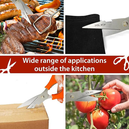 Kitchen Shears, Multi-function Heavy Duty Dishwasher Safe Poultry Shears, Food Grade Stainless Steel Sharp Utility Scissors for Food, White - Image 7
