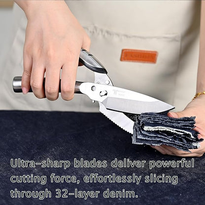 Kitchen Shears Heavy Duty, Stainless Steel Sharp Poultry Kitchen Scissors for Food,Work or Daily Use (Black and Silver)