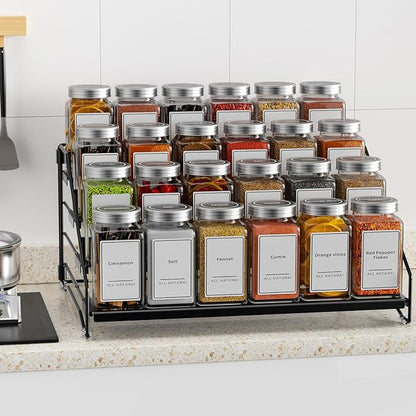 BOIVSHI 4 Tier Spice Rack for Cabinet, Spice Rack Organizer, Depth Adjustable Spice Holder for Countertop, Cupboard, Pantry, Seasoning Shelf, Metal, Black (1 Pack) - Image 7