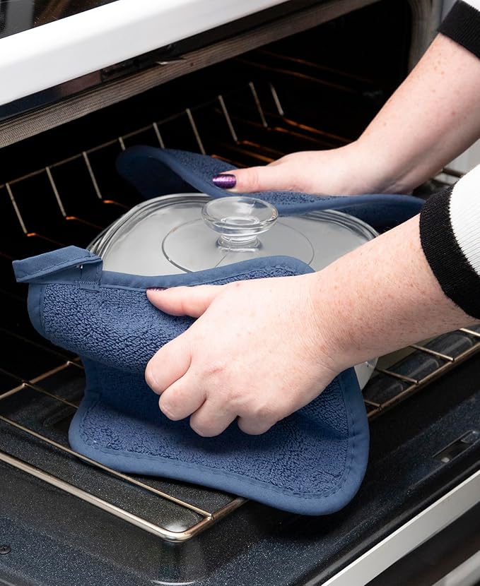 RITZ Terry Potholder & Hot Pad: Unparalleled Heat Resistant, Durable 100% Cotton – Ergonomically Designed for Optimal Grip – Easy-Care Machine Washable – 4-Pack, Paprika/Federal - Image 4