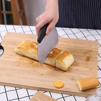 1 pcs Dough Pastry Scraper Chopper/Stainless Steel Dough Scraper Cutter with Ergonomic Rubber Non-Slip Grip/Dough Scraper Cutter/Pro Pastry Pizza Cutter Chopper (Black) - Image 3