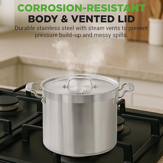 NutriChef 12-Quart Stainless Steel Stockpot with Stainless Steel Lid - 18/8 Food Grade Heavy Duty Large Stock Pot for Stew & Soup, Works w/Induction - Image 6