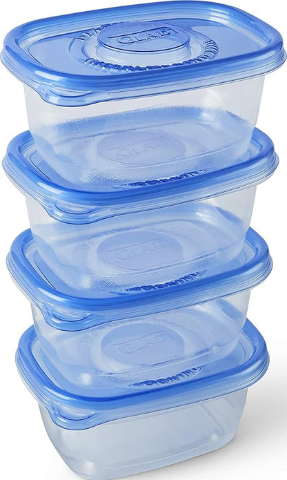 Glad GladWare To Go Snack Food Storage Containers with Lids, Medium Rectangle No BPA Plastic with Built-In Dressing Cup for Salads and Snacks, Microwave Dishwasher Safe, 24 Oz, 4 Count - Image 4
