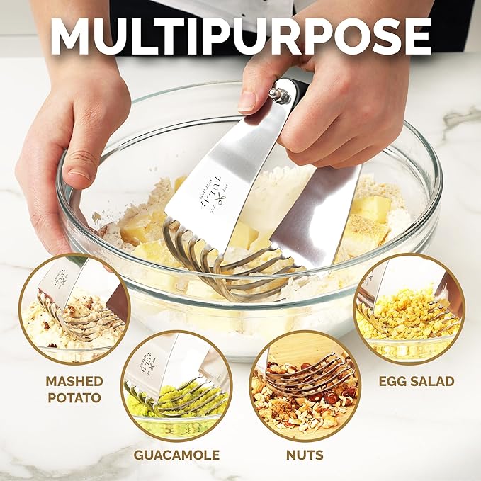 Zulay Kitchen Large 4-Inch Dough Blender Top Professional - Stainless Steel Pastry Cutter, Heavy Duty Dough Cutter With Blades, Pastry Blender And Butter Cutter - Pastry Cutter For Baking (Black) - Image 6
