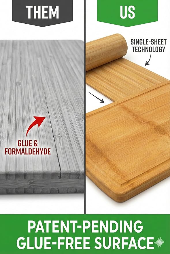 GREENER CHEF Glue-Free Surface Organic Bamboo Wood Cutting Board 3-Piece Set – Non Toxic Cutting Board Set – Lightweight, Heavy Duty Wooden Serving Boards for Charcuterie - Safer Family Meal Prep - Image 2