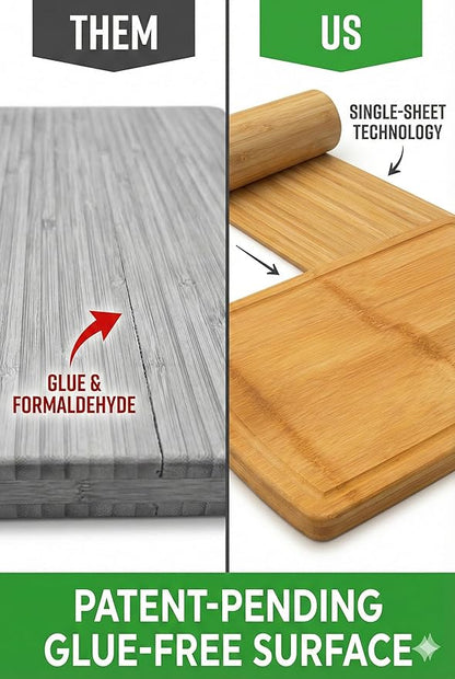 GREENER CHEF Glue-Free Surface Organic Bamboo Wood Cutting Board 3-Piece Set – Non Toxic Cutting Board Set – Lightweight, Heavy Duty Wooden Serving Boards for Charcuterie - Safer Family Meal Prep - Image 2