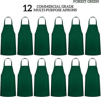 GREEN LIFESTYLE 12 Pack Professional Chef Apron – Grilling Aprons for Men, Waterproof Cooking Aprons for BBQ, Work or Restaurant Use, Kitchen Aprons for Women – Green, No Pockets - Image 3
