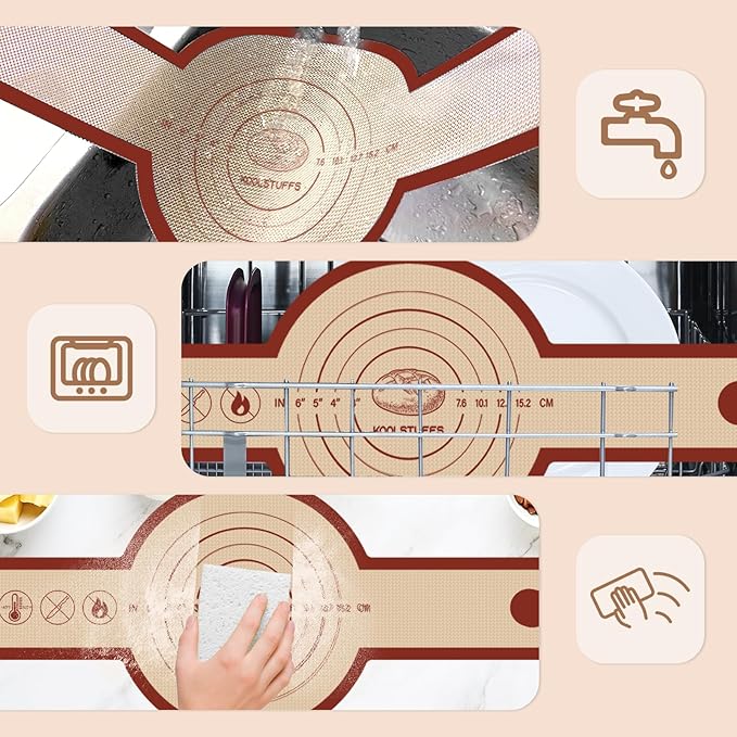 Silicone Bread Sling for Dutch Oven, 2 PCS Red Non-Stick & Reusable Bread Baking Mat with Extra Long Handles, Easy and Safe Sourdough Transfer, Dishwasher Safe Baker's Tools, Round and oval - Image 5