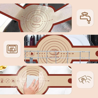 Silicone Bread Sling for Dutch Oven, 2 PCS Red Non-Stick & Reusable Bread Baking Mat with Extra Long Handles, Easy and Safe Sourdough Transfer, Dishwasher Safe Baker's Tools, Round and oval - Image 5