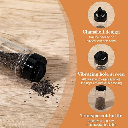 48 Pack Clear Plastic Spice Jars with Label and Shaker Lids Empty Spice Bottles Seasoning Containers Seasoning Jars Shaker Condiment Pots for Pepper Herbs Powders 3.4 oz