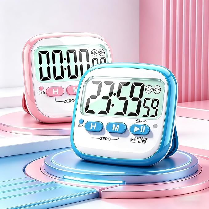 Antonki 2 Pack Classroom Timers for Kids Teachers, Magnetic Countdown Digital Kitchen Timer for Cooking, Study, Exercise, Games, Time Mangement - Loud/Silent Mode - Battery Included - Image 2
