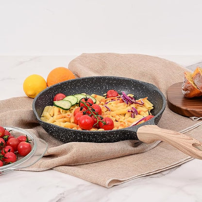 JEETEE Nonstick Frying Pans Skillet with Lid, 8" Non-Stick Frying pan, Aluminum Pans with Bakelite Handle, Compatible with All Stovetops (Gas, Electric & Induction) - Image 7