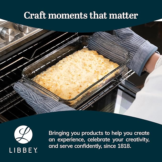 Libbey Baker’s Premium 5 Piece Glass Baking Dish Set, Stackable Casserole Dish with Lid Set, Baking Glassware for Casseroles, Lasagna, Brownies - Image 6