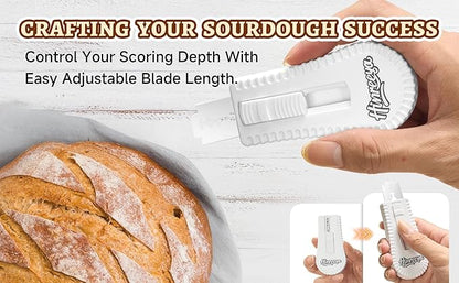 Bread Lame with Magnetic Push-Pull Design, Sourdough Scoring Tool with 5 Replaceable Blades, Ergonomic ABS Handle for Creative Baking Designs, Ideal for Sourdough, Artisan Bread & Baguettes