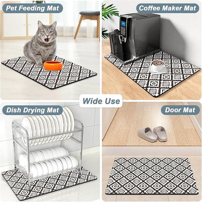 Rnivvi Coffee Mat, 12" x 19" Cute Coffee Bar Mats for Espresso Machine Station Accessories and Organizer, Hide Stain Rubber Backed Absorbent Dish Drying Pad for Kitchen Counter, Modern Abstract Art - Image 7