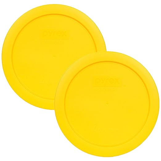 Pyrex 7201-PC 4 Cup Meyer Lemon Yellow Food Storage Replacement Lids (2-Pack) - Made in USA by Pyrex