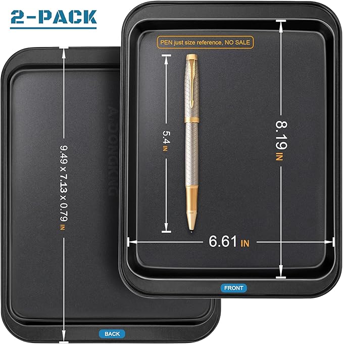 Small Cookie Sheets, Baking Pans, Nonstick Carbon Steel Baking Sheets, 2-Pack, 9.5 X 7.1 Inches (Inner 7.5 X 6) - Image 2