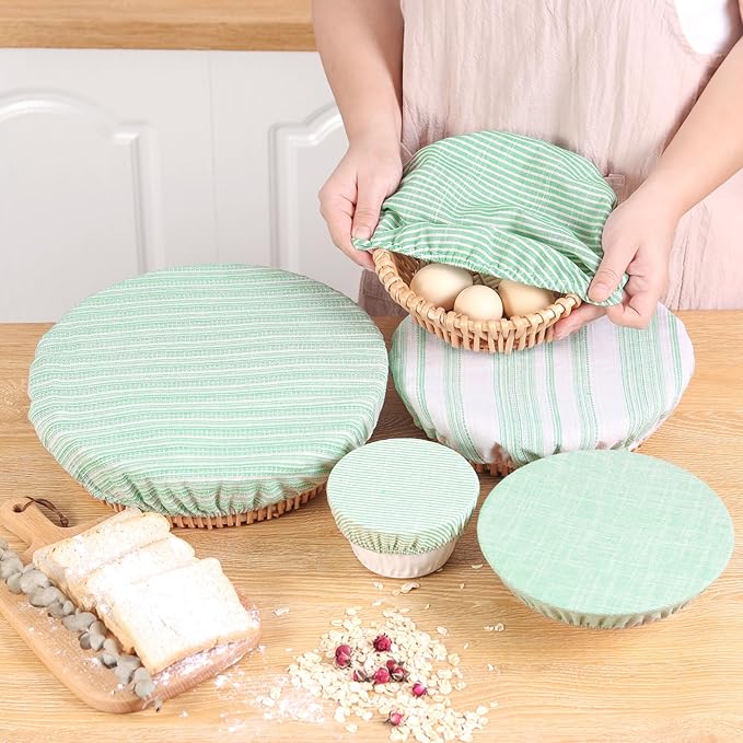 Reusable Bowl Covers, 5 Size Stretch Cloth Bowl Covers for Bread Proofing, cloth Fabric bowl Cover for Food Fruits Leftover (Q)