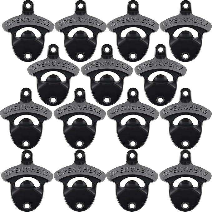15 Packs Classic Beer Top Opener Wall Mounted Black Screw in Bottle Cap Opener Stainless - Handy Table Mount Beer Cap Opener Stainless Bulk by Wallmountedbottleopener