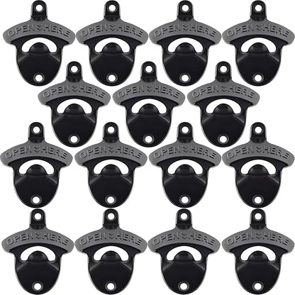 15 Packs Classic Beer Top Opener Wall Mounted Black Screw in Bottle Cap Opener Stainless - Handy Table Mount Beer Cap Opener Stainless Bulk by Wallmountedbottleopener