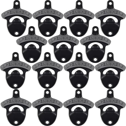 15 Packs Classic Beer Top Opener Wall Mounted Black Screw in Bottle Cap Opener Stainless - Handy Table Mount Beer Cap Opener Stainless Bulk by Wallmountedbottleopener