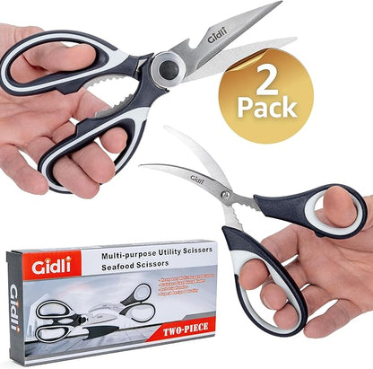 Kitchen Shears by Gidli - Liftime Replacement Warranty* - Includes Seafood Scissors As a Bonus - Heavy Duty Utility Stainless Steel All Purpose Ultra Sharp Scissors for Food/Cooking - Image 9