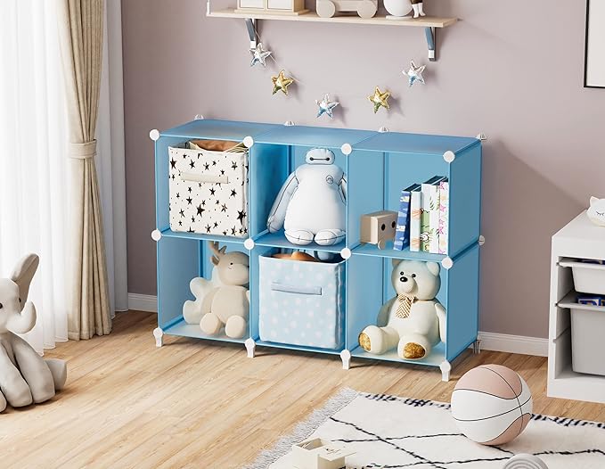 Portable Closet 6 Cube Closet Organizer and Storage Shelf Bookcase with Metal Hammer, Organizer Cabinet for Kids, Bedroom, Bathroom - Image 2