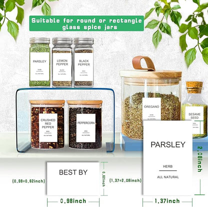 GPOVVIMX 191 Spice Jar Labels Preprinted Minimalist Stickers - White Waterproof Label - Fit Round or Rectangle Spice Jars - Herb Seasoning Kitchen Pantry Labels - Image 4