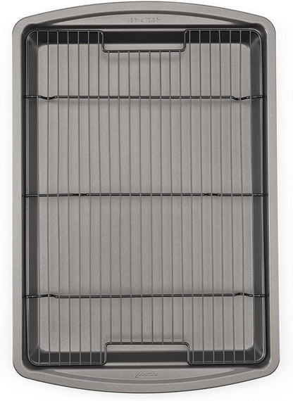 GoodCook 15” x 10.5” Nonstick Carbon Steel Baking Pan & Raised Wire Rack – Pizza Crisper,Crispy Bacon,Multipurpose Cooking Sheet Pan,Cooling Rack,Kitchen Cookware Set,Dishwasher Safe,(Pack of 12) by GoodCook