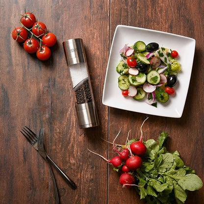 Eparé Salt and Pepper Grinder in One – 2 in 1 Salt and Pepper Grinder Combo for Kitchen Use – Manual Stainless Steel Himalayan Salt Grinder Refillable All-in-One - Image 8