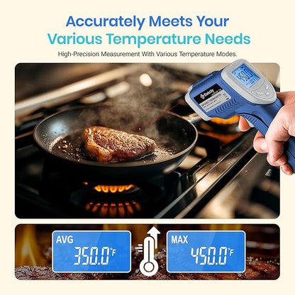 Etekcity Infrared Thermometer Upgrade 774, Heat Temperature Temp Gun for Cooking, Laser IR Surface Tool for Pizza, Griddle, Grill, HVAC, Engine, Accessories, -58°F to 842°F, Blue - Image 6