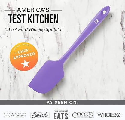 DI ORO Silicone Spatula Set - Rubber Kitchen Spatulas for Baking, Cooking, & Mixing - 600°F Heat-Resistant & BPA Free Silicone Scraper Spatulas for Nonstick Cookware - Dishwasher Safe (3pc, Lavender) - Image 7