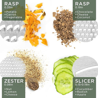 WALDWERK Premium Grater with Etched Stainless Steel Blades - Grater for Kitchen with Oak Wood Base - Box Grater with 4 Sides for Parmesan Cheese, Vegetables, Carrots, or Potatoes - Cheese Grater - Image 4