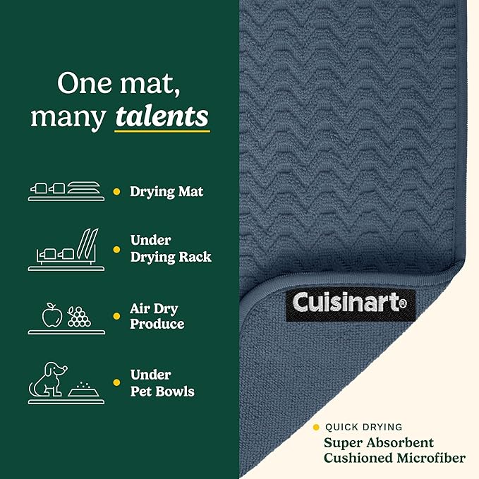 Cuisinart Dish Drying Mats for Kitchen Counter - (2) 18" x 24" Ultra Absorbent Dish Drying Mat XL - Foldable, Machine Washable, Fast Drying Dish Mat (Geostripe) - Image 3