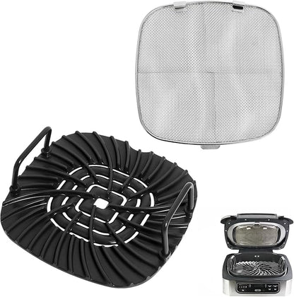 Grill Grate and Replacement Splatter Shield for Ninja AG301 Foodi 5-in-1 Indoor Grill, Non-stick Grill Griddle and Stainless Steel Fine Mesh Splatter Screen for Ninja Foodi AG300, AG301C, AG302, AG400