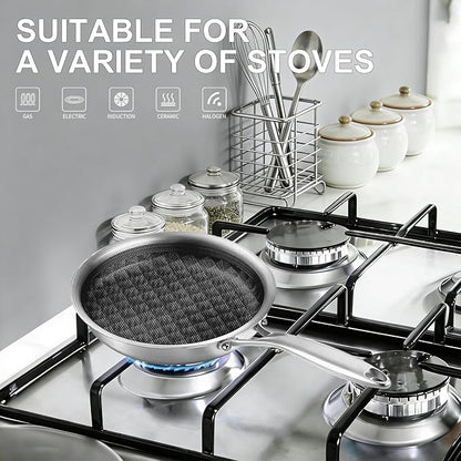 DELARLO Tri-Ply Stainless Steel 7" Omelette Pans, Non Stick Egg Frying Pan, Small Induction Skillet, Nonstick 7 inch, Single Egg Pan, Induction cookware Compatible with All Cooktops Up to 600℉