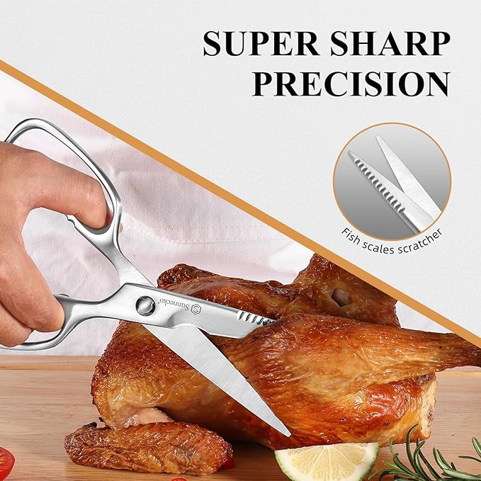 Sunnecko Kitchen Scissors for Food, Heavy Duty Scissors All Purpose Kitchen Shears That Come Apart, 8.5 Inch Fully Forged Stainless Steel - Image 2