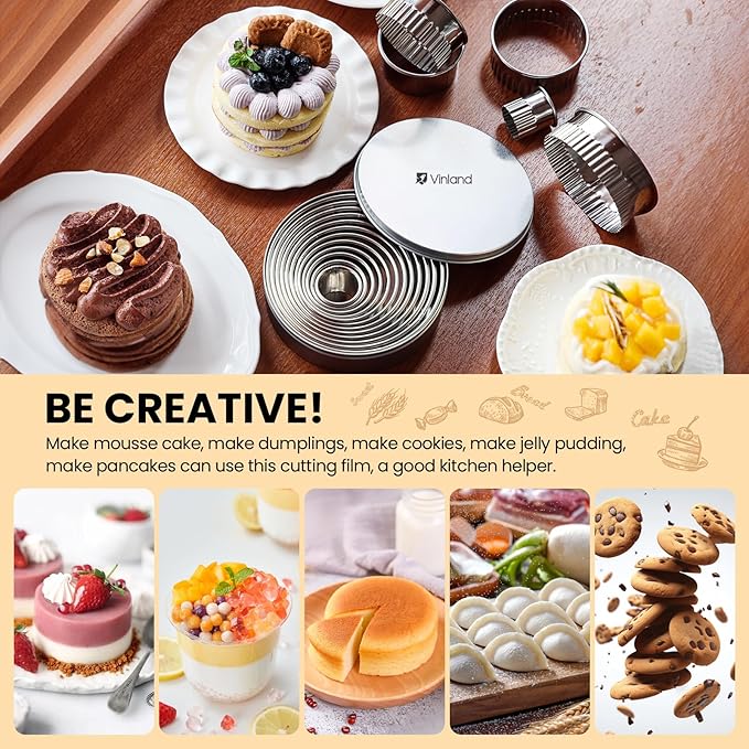 12 Pcs 304 Stainless Steel Biscuit Cutter Set - Round Cookie Cutters for Baking (1/2/3/4/5'') with Storage Box, Dough Pastry Cake Circle Cutting Ring Molds, Non-Rust, Dishwasher Safe & 1.5‘’ High - Image 3