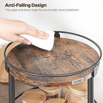 YATINEY Lazy Susan Organizer, Rotating Spice Rack, 2 Tier Spice Turntable Organizer, Industrial Turntable Spice Holder, for Kitchen Countertop and Cabinet, Compact and Versatile, Rustic Brown SR22BR - Image 5