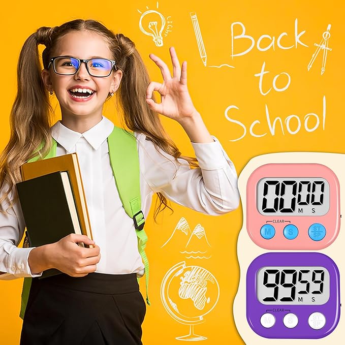 ZILLEEN Classroom Timer for Kids Teachers 2 Pack Digital Timers, Purple & Pink - Image 6