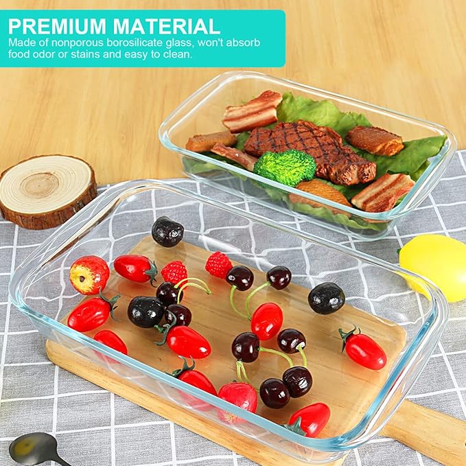 KOMUEE 8 Pieces Glass Baking Dish with Lids Rectangular Glass Baking Pan Bakeware Set with BPA Free Lids, Baking Pans for Lasagna, Leftovers, Cooking, Kitchen, Fridge-to-Oven, Green - Image 6