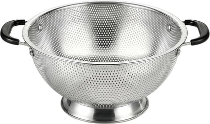 304 Stainless Steel Colander, 3 Quart Micro-Perforated Strainer with Heavy Duty Plastic Handles - Fast Draining Metal Basket for Rinsing Rice, Washing Vegetables, Draining Pasta - Dishwasher Safe by JIDSPWLS-USStrore