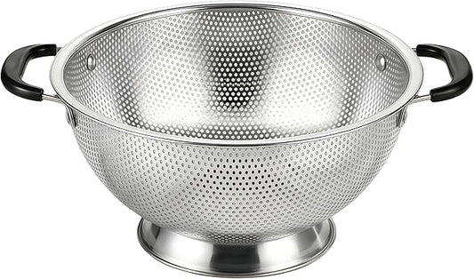 304 Stainless Steel Colander, 3 Quart Micro-Perforated Strainer with Heavy Duty Plastic Handles - Fast Draining Metal Basket for Rinsing Rice, Washing Vegetables, Draining Pasta - Dishwasher Safe by JIDSPWLS-USStrore