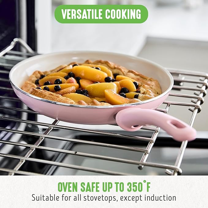 GreenLife Non Stick Fry Pan Set (7" & 10"), Non-Toxic PFAS-Free Ceramic Skillets, Dishwasher & Oven Safe, Egg Omelet Frying Pans, Stay- Cool Handles, Kitchen Home Cooking Essentials, Pink - Image 5