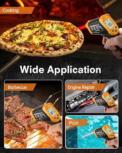 Eventek Infrared Thermometer Gun, -58°F to 1112°F Laser Thermometer Temperature Gun, IR Temp Gun for Cooking, Pizza Oven Accessories, Griddle, AC, Barbecue, Air, Fridge, Engine, Kitchen