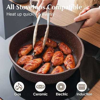 SENSARTE Nonstick Cookware Set 13-Piece, Healthy Pots and Pans Set Kitchen Cooking Set with Stay-Cool Handles, Silicone Utensils and Pot Protectors, PFOA Free - Image 4