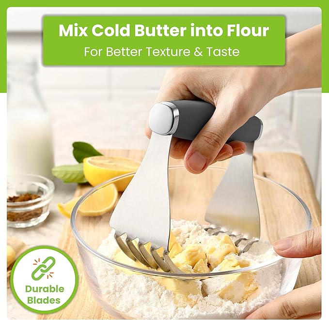 Spring Chef XL Stainless Steel Pastry Cutter Tool for Baking - Heavy Duty Dough Blender - Butter & Dough Cutter Tool with Sharp Blades - Pastry Blender for Easy Mixing - Dishwasher Safe - Gray - Image 6